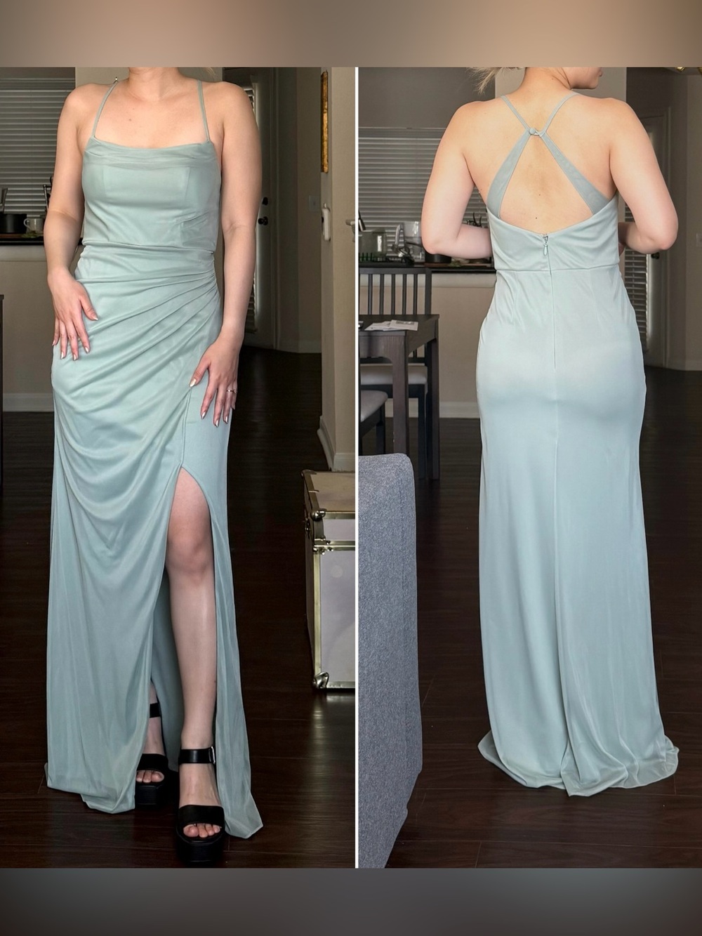 Azazie Kalea Dusty Sage Bridesmaid Dress